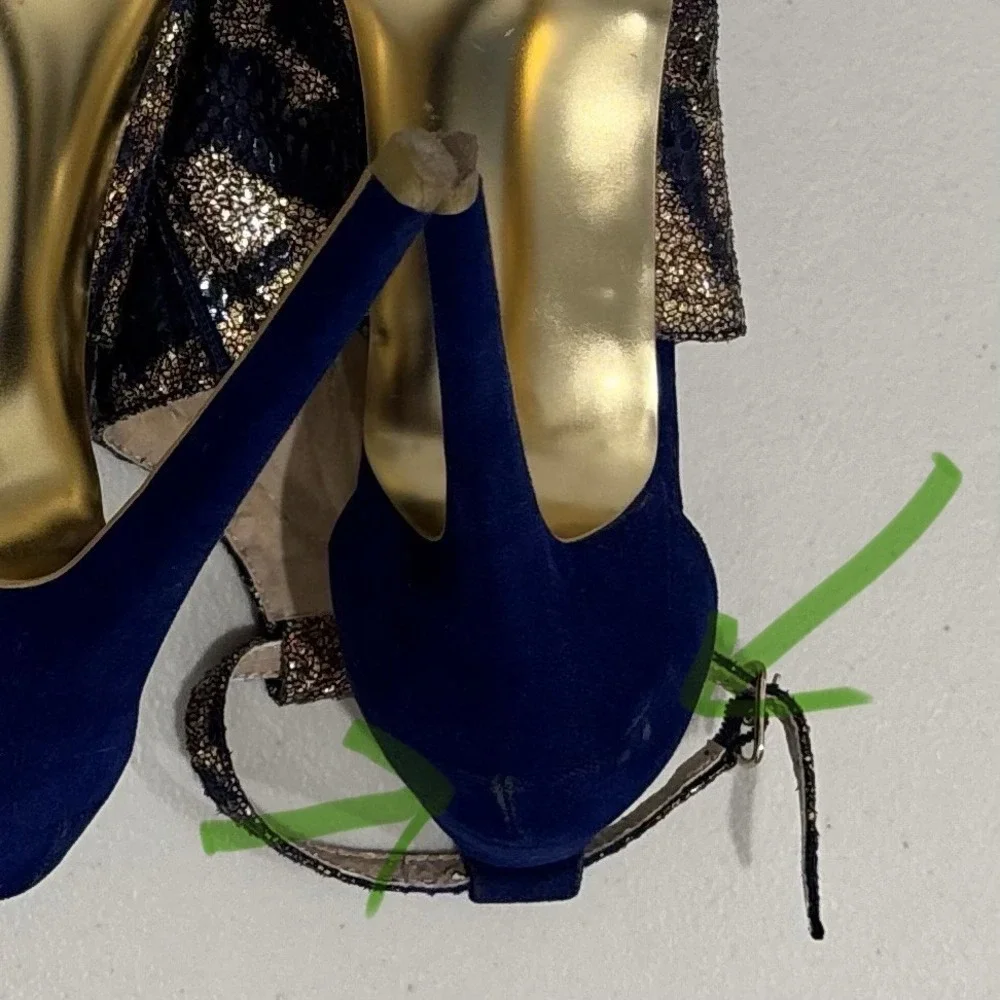 Bebe | Cobalt Blue Metallic Strappy Stiletto Heels Size 9 Y2K Night Out